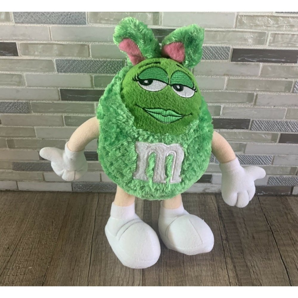 M&M's Green M&M Easter Bunny Themed 11" Stuffed Animal Plush Toy